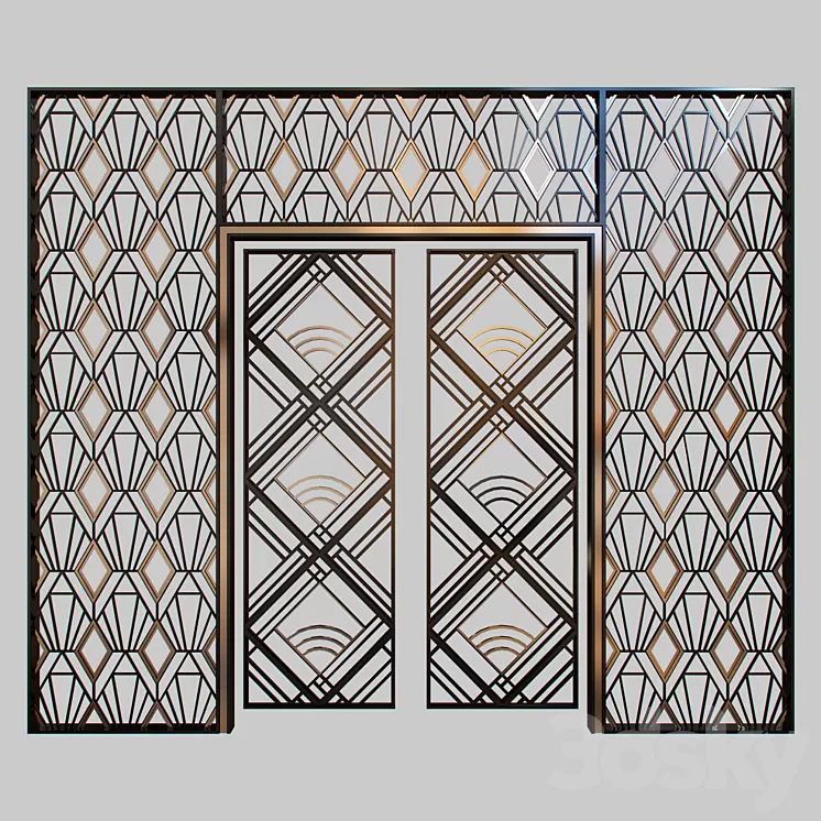 Wrought iron grille at the front door 3D Model