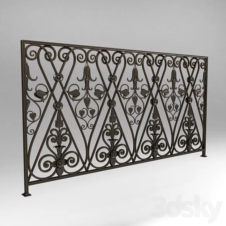 Wrought iron railing 3839 3D Model