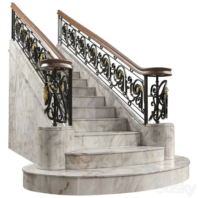 Wrought iron railing Art. 72 3D Model