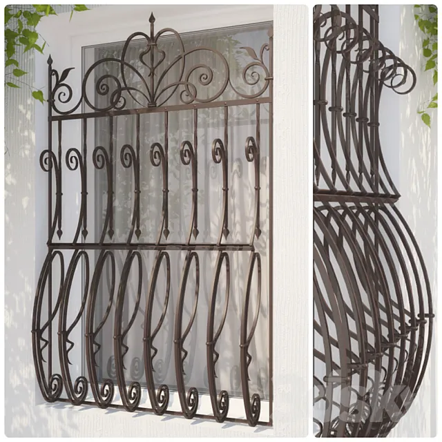 Wrought iron window grille customized 3DModel