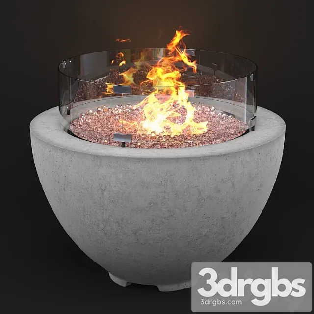 Wyfair cove concrete propane natural gas fire pit 3D Model Download