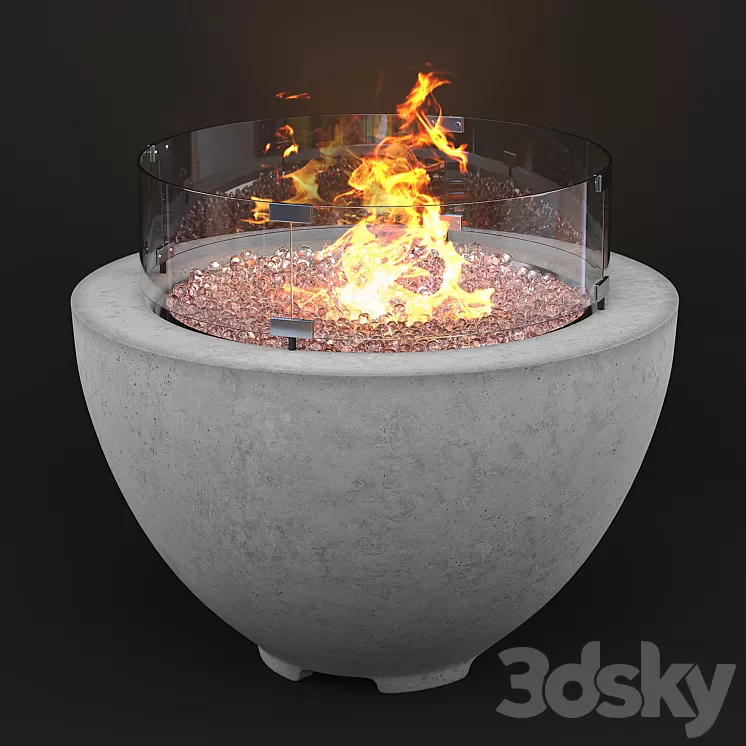 Wyfair – Cove Concrete Propane Natural Gas Fire Pit 3D Model