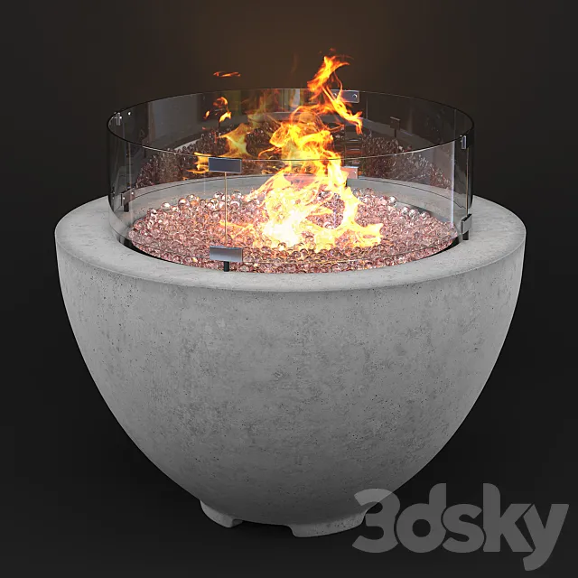 Wyfair – Cove Concrete Propane Natural Gas Fire Pit 3DModel