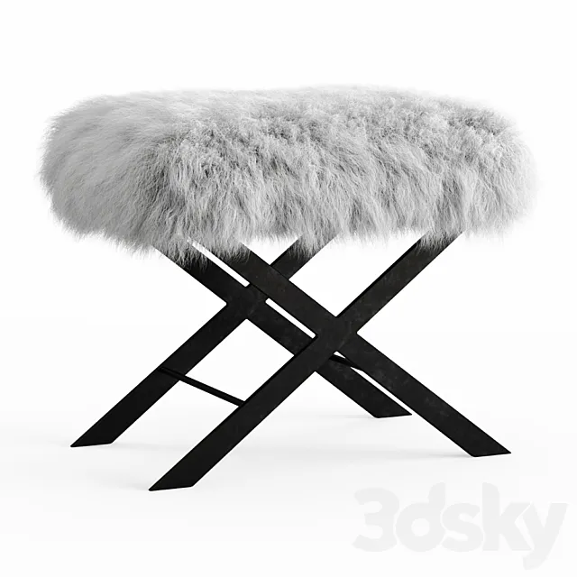 X Frame Bench White Mongolian Lamb 3D Model X Frame Bench White Mongolian Lamb 3D Model