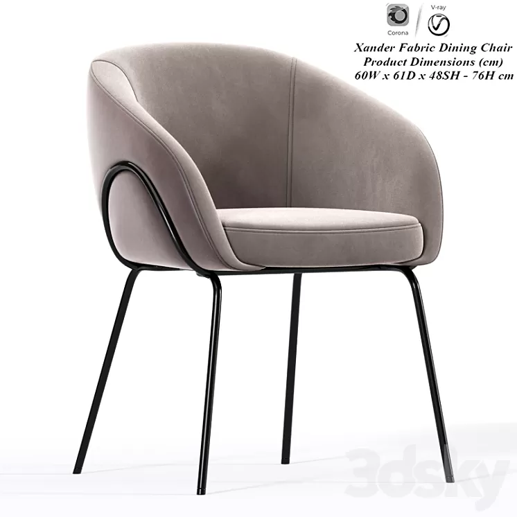 Xander dining chair 3D Model Xander dining chair 3D Model