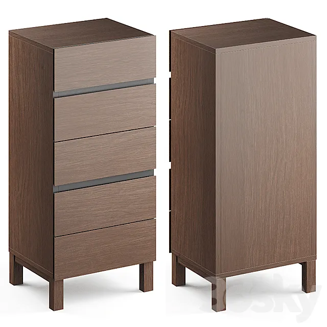 Xander Tall Chest Of Drawers Walnut 3D Model Xander Tall Chest Of Drawers Walnut 3D Model
