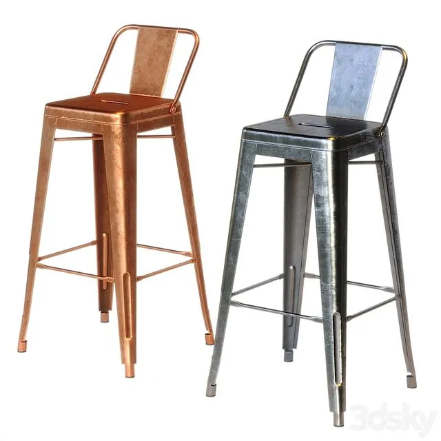 Xavier Pauchard Tolix Style Metal Bar Stool 3D Model Xavier Pauchard Tolix Style Metal Bar Stool 3D Model