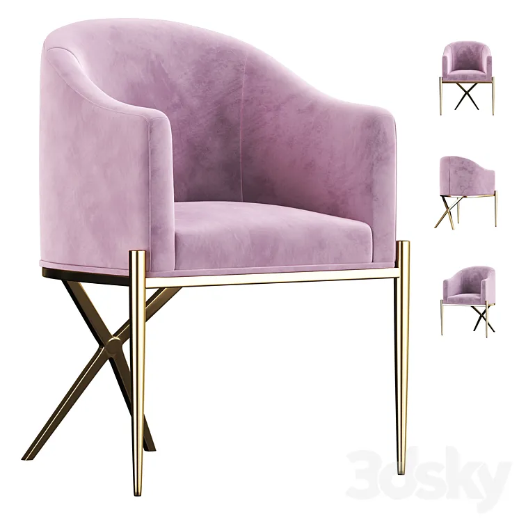 Xavier Velvet Dining Chair 3D Model Free Download
