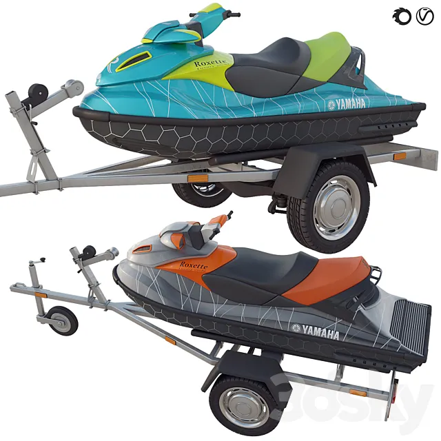 YAMAHA jet ski and trailer 3D Model
