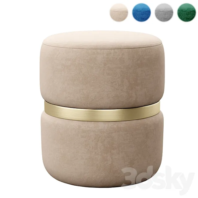 Yamma Velvet Ottoman by tov 3D Model Yamma Velvet Ottoman by tov 3D Model