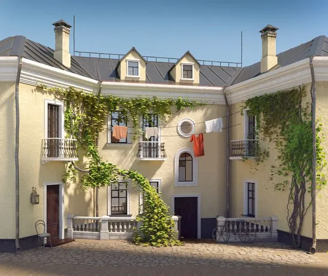 Yard building facade house 3D Model