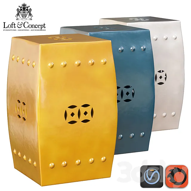 YELLOW CHINESE STOOL 3D Model