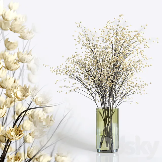 Yellow flowers with yellow galss vase – bouquet 23 3DModel Yellow flowers with yellow galss vase – bouquet 23 3DModel