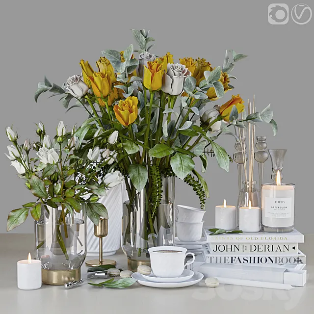 Yellow roses 3D Model