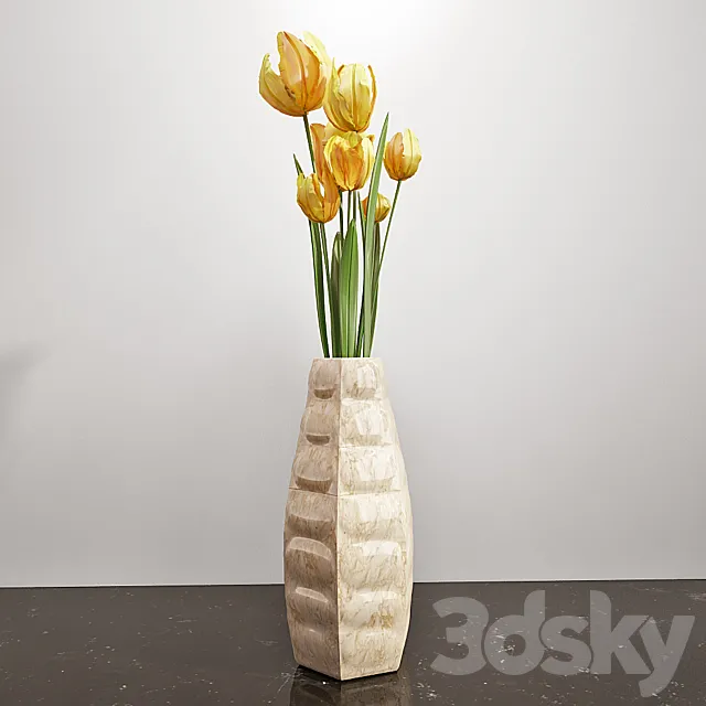 Yellow tulips 3D Model Yellow tulips 3D Model