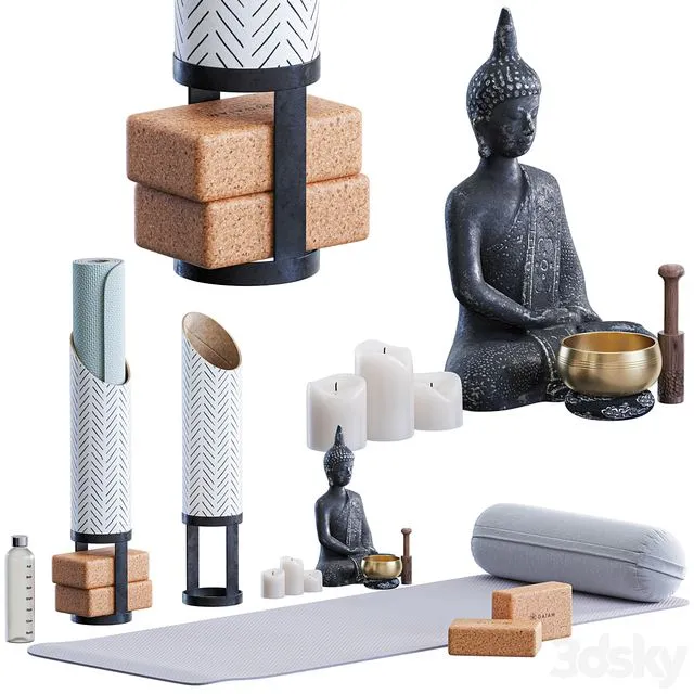 Yoga and Meditation Set 3D Model