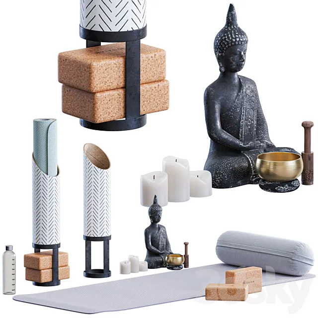 Yoga and Meditation Set 3D Model