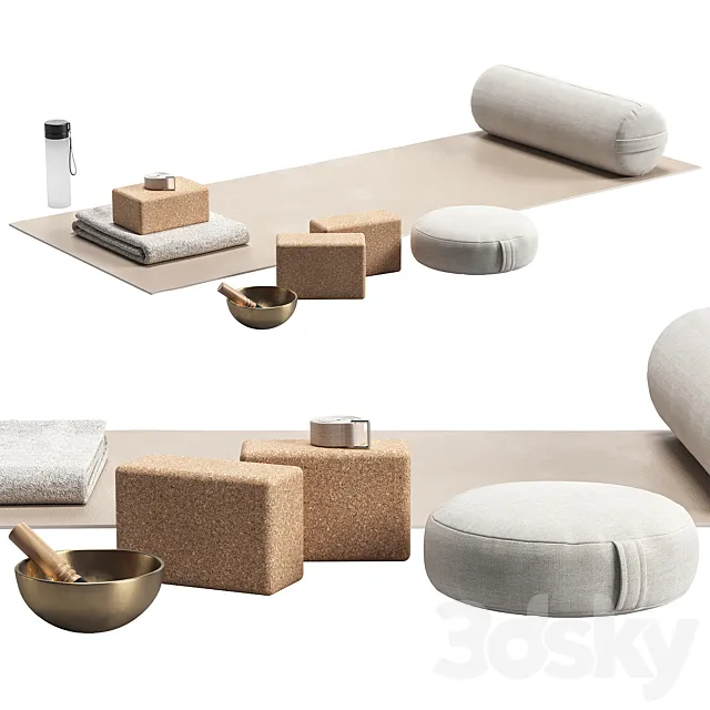 Yoga & Meditation Set 3D Model