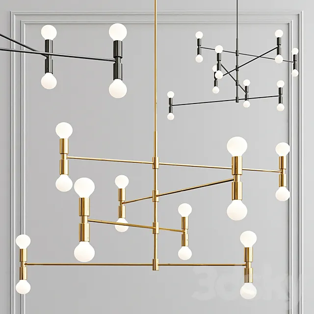 Yoka Modern Pendant 16 light – gold and black 3D Model