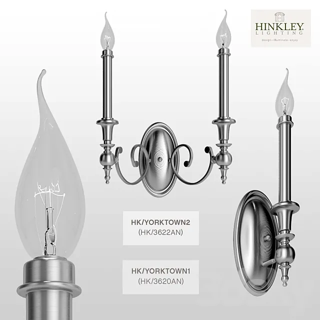 Yorktown 1Lt and Yorktown 2Lt Wall Light 3D Model Yorktown 1Lt and Yorktown 2Lt Wall Light 3D Model