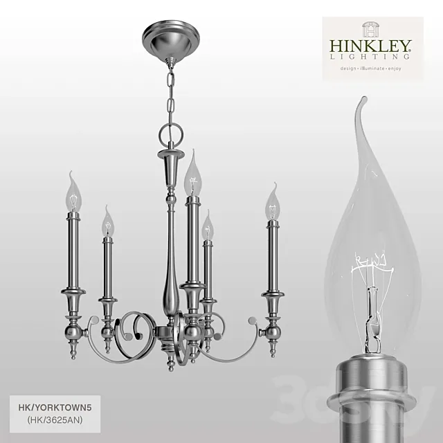Yorktown 5Lt Chandelier 3D Model Yorktown 5Lt Chandelier 3D Model