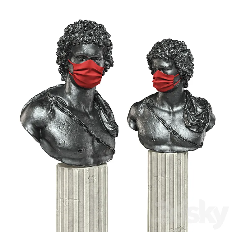 Young greek bust mask black 3D Model Free Download