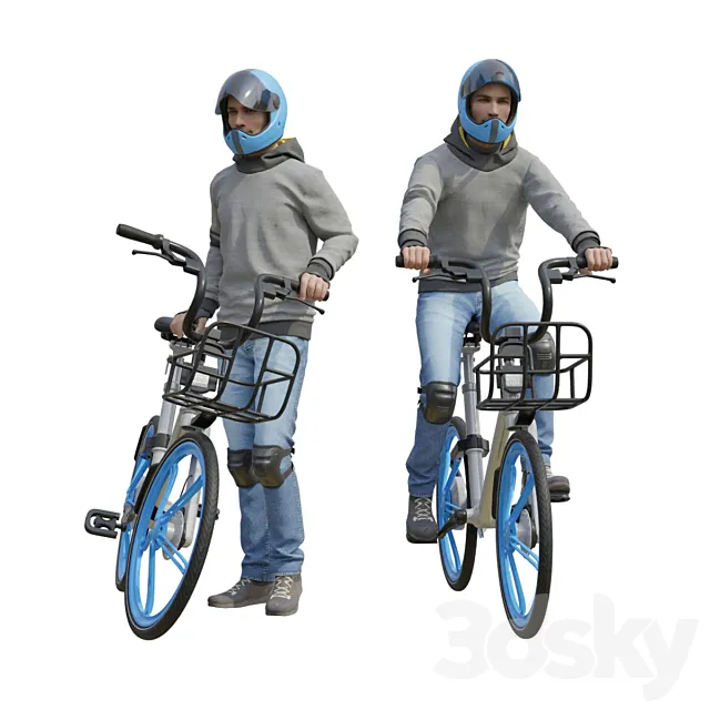 Young man on a bicycle 3D Model