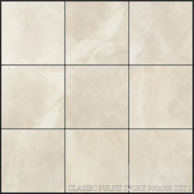Yurtbay Seramik Classic Pulpis Ivory 300×300 Set 1 3DModel