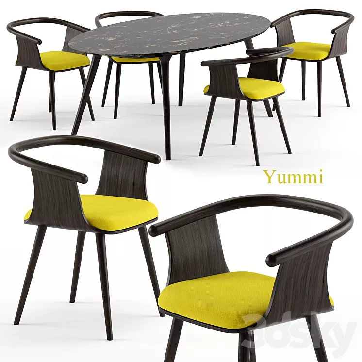 Yuumi chair and Ademar table – Bross Italy 3D Model
