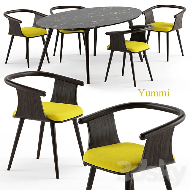Yuumi chair and Ademar table – Bross Italy 3DModel