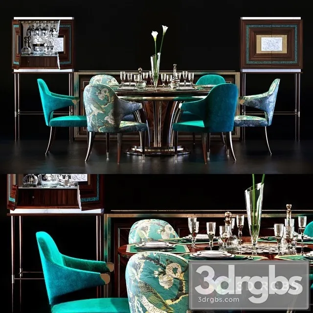 Zanaboni Contemporary Dining Set 3D Model Download