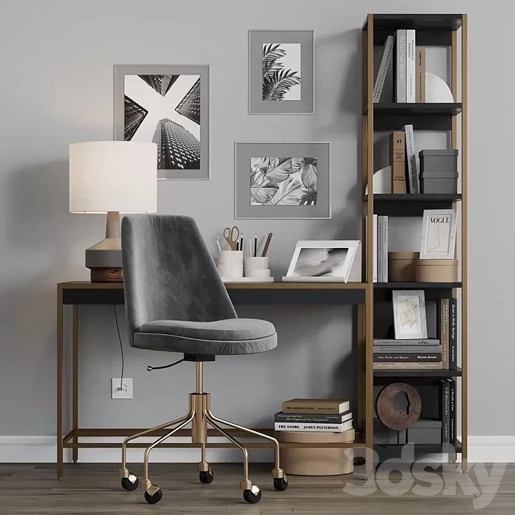 Zane Black Office Workplace West Elm 3D Model Zane Black Office Workplace West Elm 3D Model