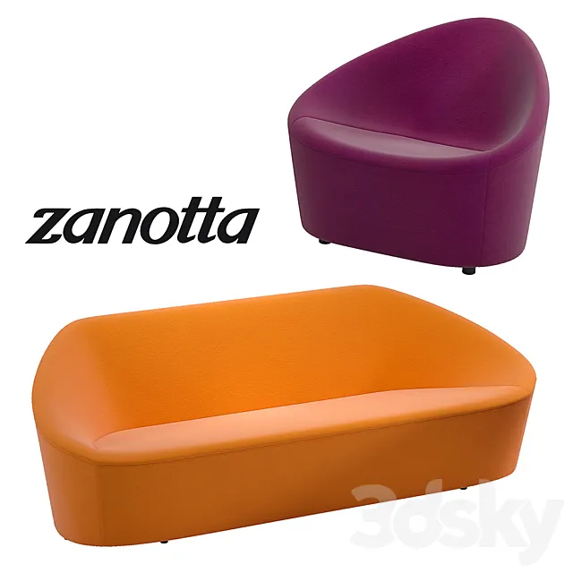 Zanotta Club 1010 sofa & armchair 3DModel Zanotta Club 1010 sofa & armchair 3DModel