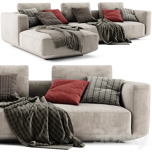 Zanotta Pianoalto Chaise Longue Sofa 3D Model Zanotta Pianoalto Chaise Longue Sofa 3D Model