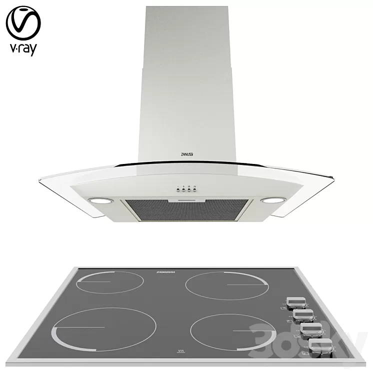 Zanussi Cooker Hood and Electric Hob 3D Model