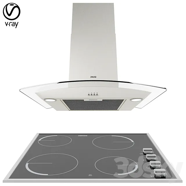 Zanussi Cooker Hood and Electric Hob 3DModel