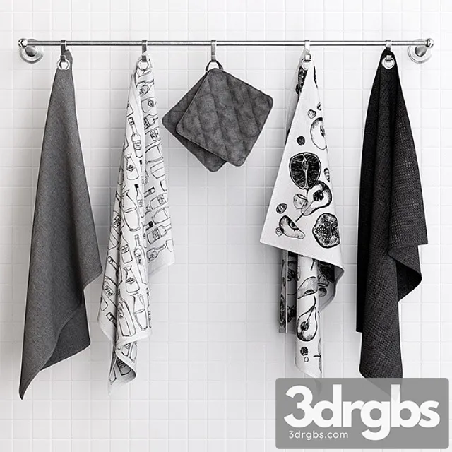 Zara Grey Towels on Hooks 3D Model Download