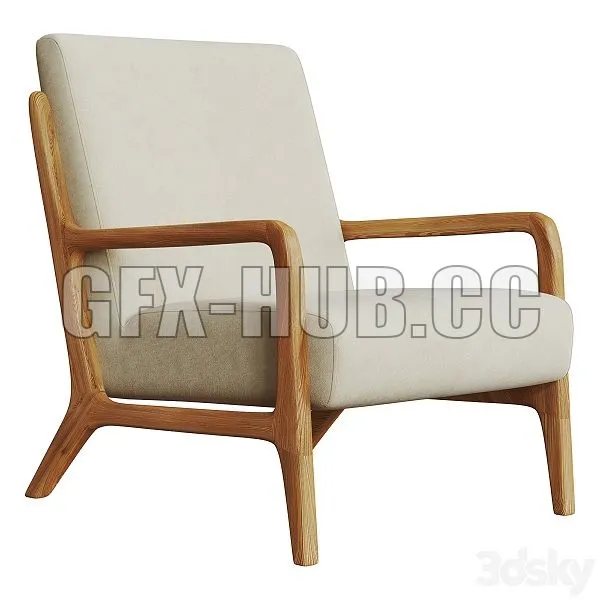 Zara Home Ash Wood and Linen Armchair 3D Model