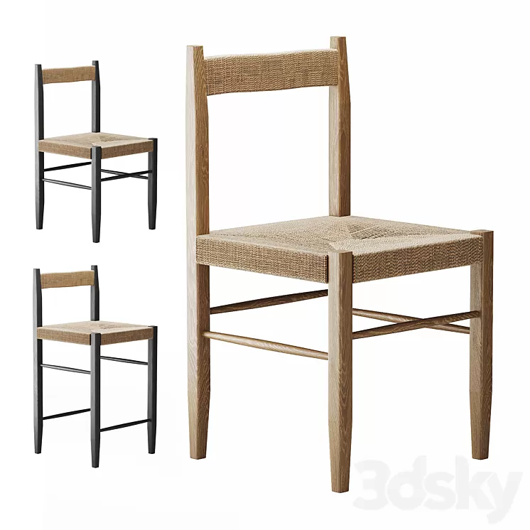 Zara home Ash wood chair and bar stool 3D Model Free Download