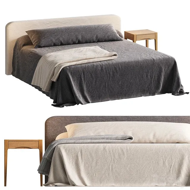 Zara Home bed with nightstand 3D Model