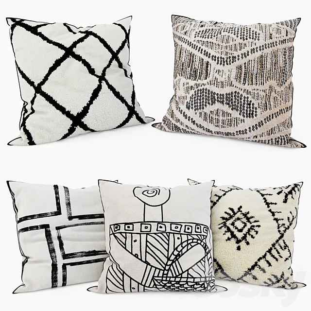 Zara Home – Decorative Pillows set 41 3D Model Zara Home – Decorative Pillows set 41 3D Model