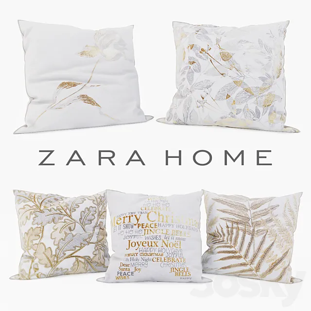 Zara Home – Decorative Pillows set 9 3D Model Zara Home – Decorative Pillows set 9 3D Model