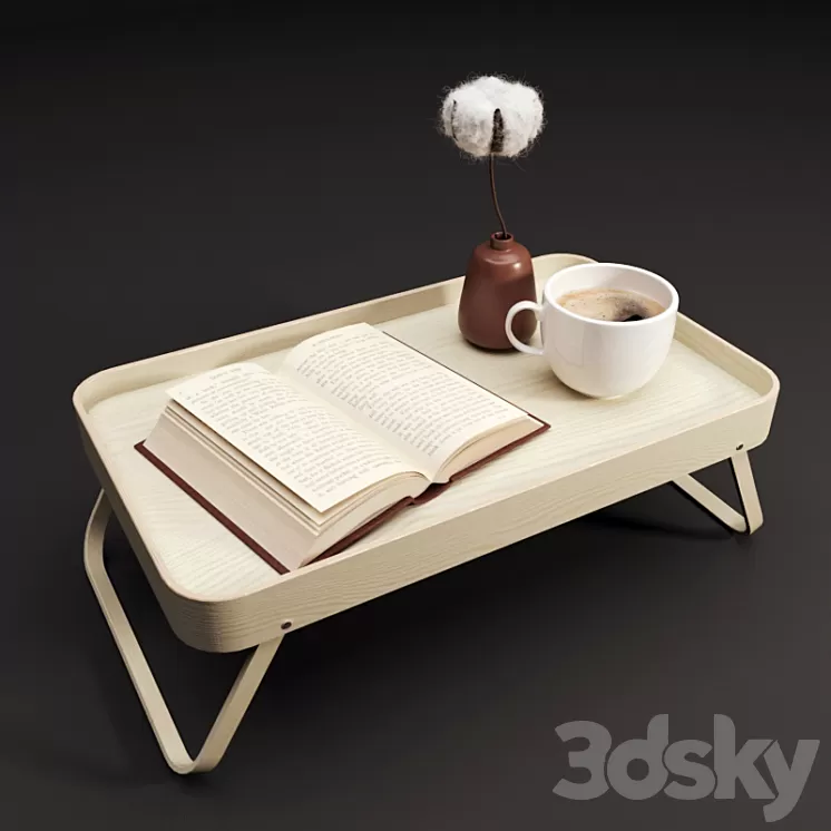 ZARA HOME folding breakfast tray with decor 3D Model