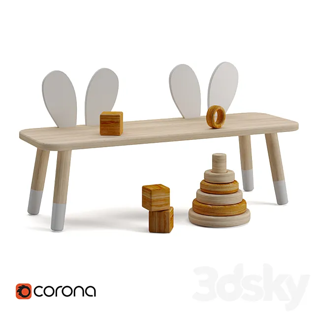 Zara Home Rabbit Kids Bench 3D Model Zara Home Rabbit Kids Bench 3D Model