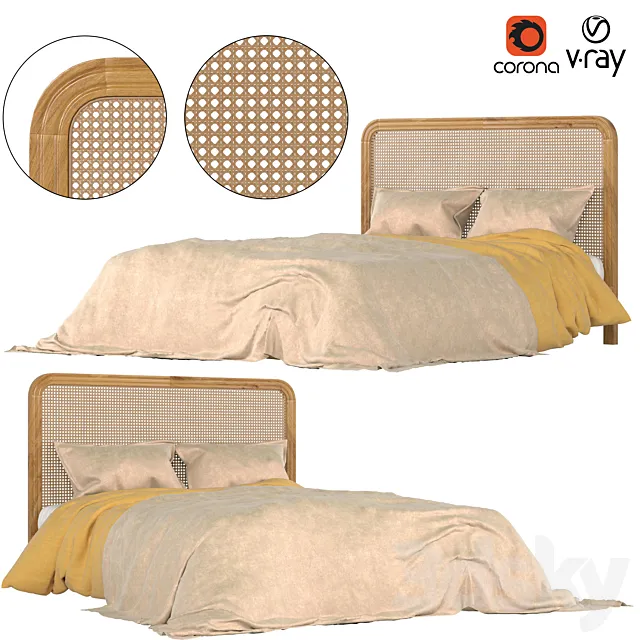 zara home RATTAN HEADBOARD BED 3D Model zara home RATTAN HEADBOARD BED 3D Model