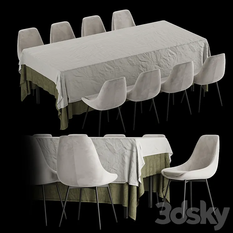 Zara home table + East Side chair | Table set 3D Model Free Download