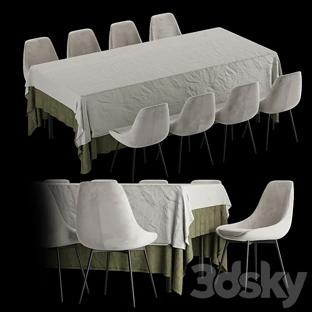 Zara home table + East Side chair | Table set 3DModel