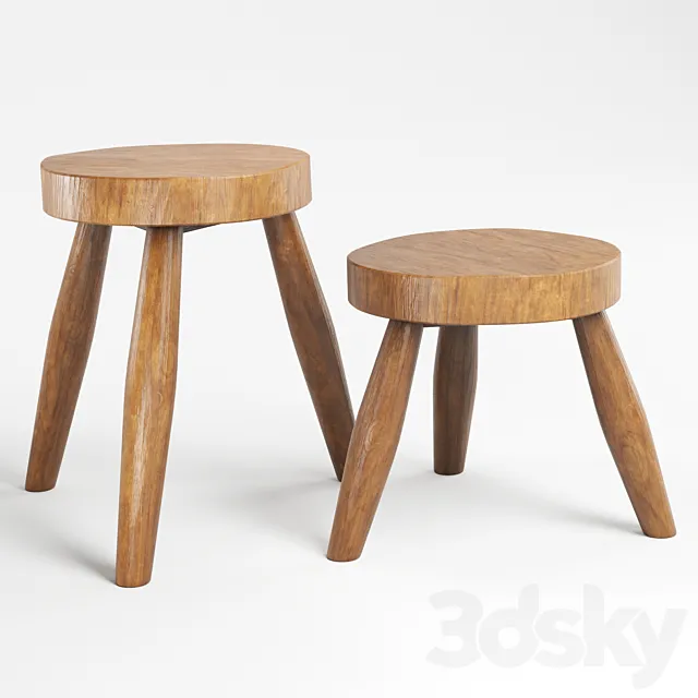 Zara Home Teak Stool 3D Model