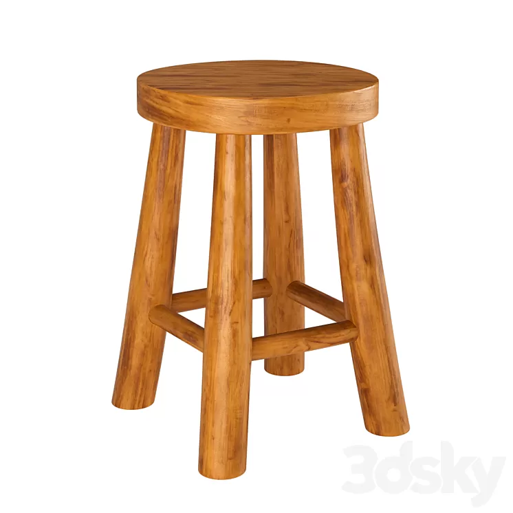 Zara Home Teak Stool 3D Model Free Download