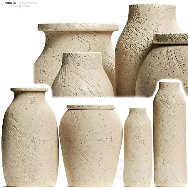 Zara Home – Textured Ceramic Vase Set 3DModel